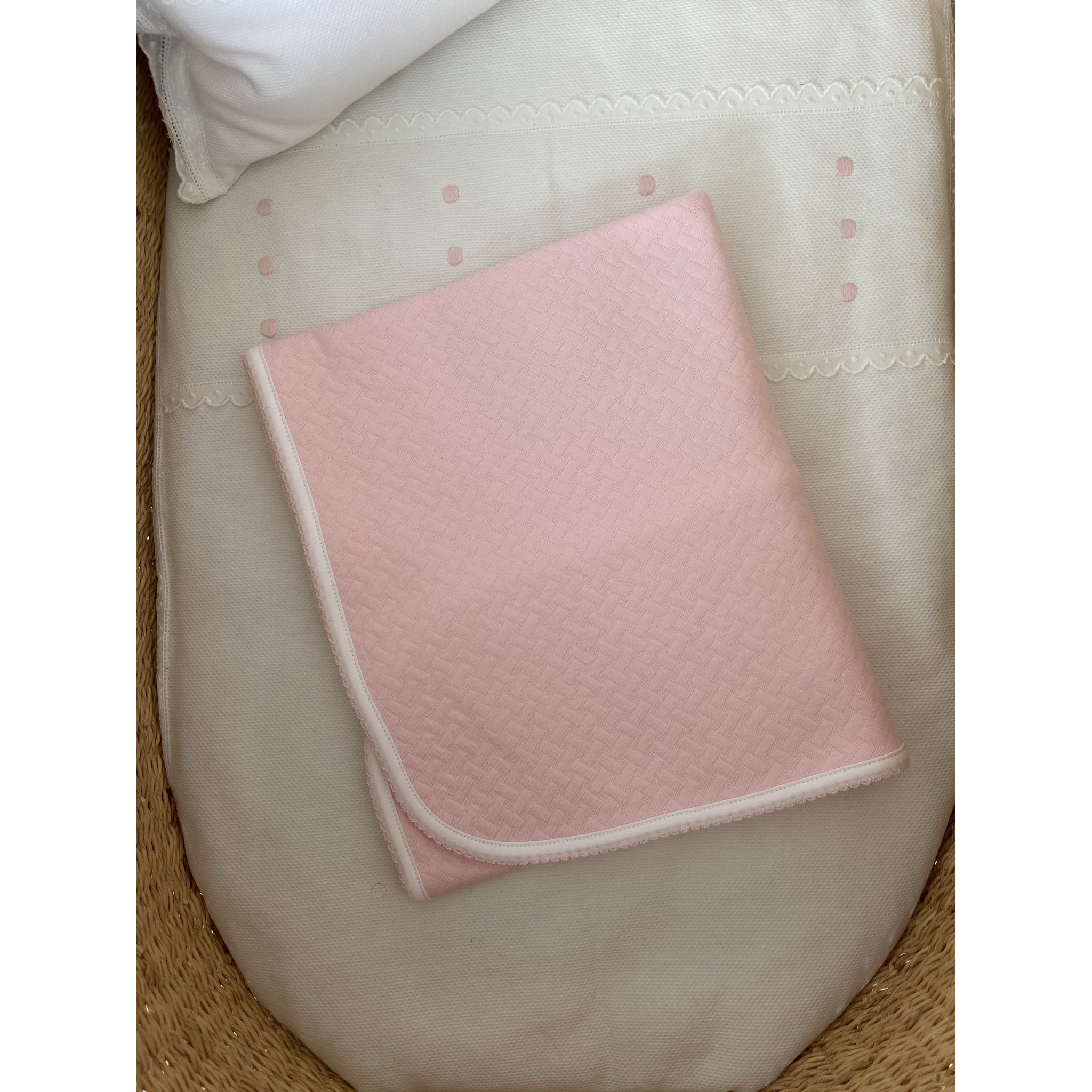 Pink Basket Pima Blanket - Pink Trim